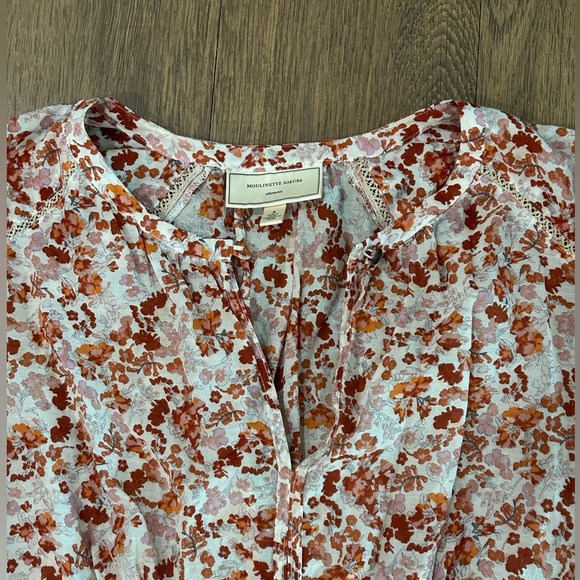 Moulinette Soeurs by Anthropologie Amelie Blouse Silk Blend - Size 2 - Picture 5 of 9